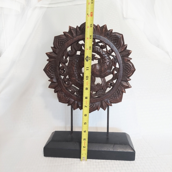 Wooden Fish Sculpture On Stand Home Decor - Picture 5 of 8